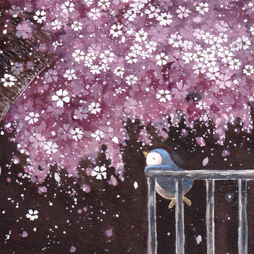 受注制作】春の動物園【桜とペンギン】 絵画 kuro 通販 15390716