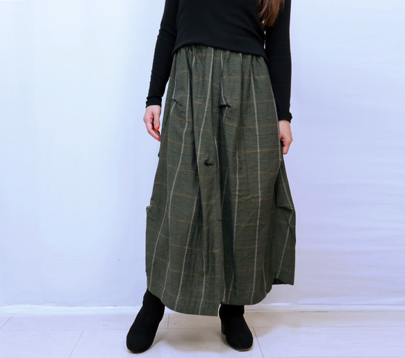 ダブルガーゼの変わりロングスカート、フリーサイズ 8枚目の画像