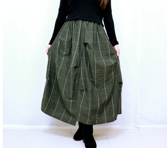 ダブルガーゼの変わりロングスカート、フリーサイズ 7枚目の画像