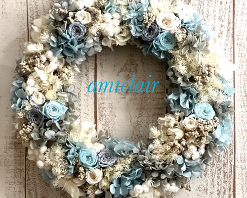アイシーブルー＆グレーリース プリザーブドフラワー amiclair 通販