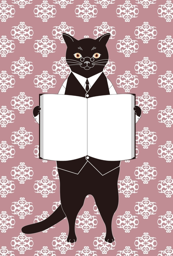 司書猫 ポストカード 10枚セット 本 クリスマス 黒猫 白猫 三毛猫 スコティッシュ ロシアンブルー ねこ ネコ 眼鏡 5枚目の画像
