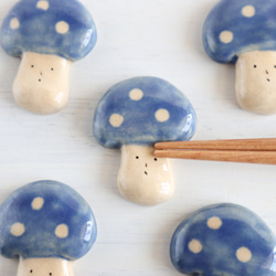 陶瓷蘑菇筷架（1件）（藍色） 第1張的照片