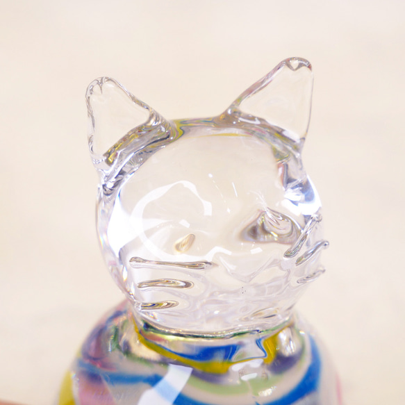 【虹】ねこ・癒されるガラスの置物・お座り猫さん・ネコの置物 13枚目の画像