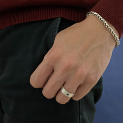 寬版戒指 緞面質感 (黑色3mmCZ石) 925純銀 第6張的照片