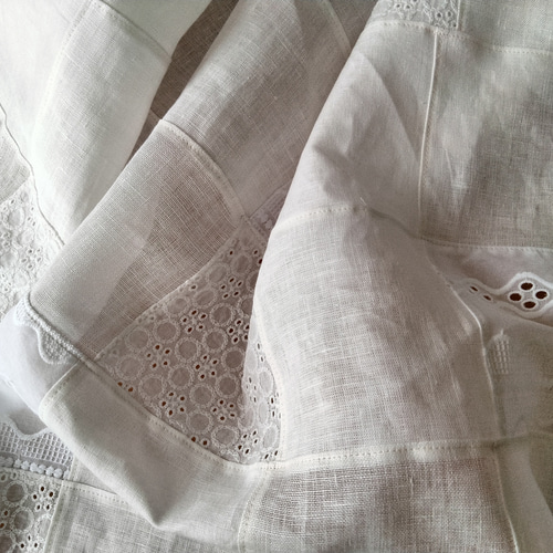 ❤ホワイトリネンとレースのフェミニンな❤アンティーク風❤ランダム