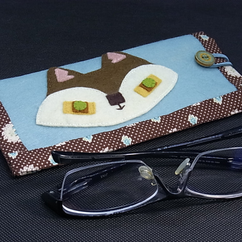 フェルト素材】羊毛フェルトで作ったキツネさんの眼鏡ケース！ メガネ