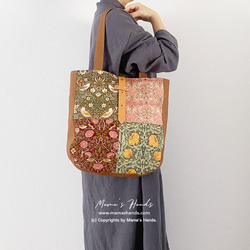 （精選作品）⭐️已售出51件⭐️草莓竊賊拼布威廉·莫里斯皮革手提包 第12張的照片