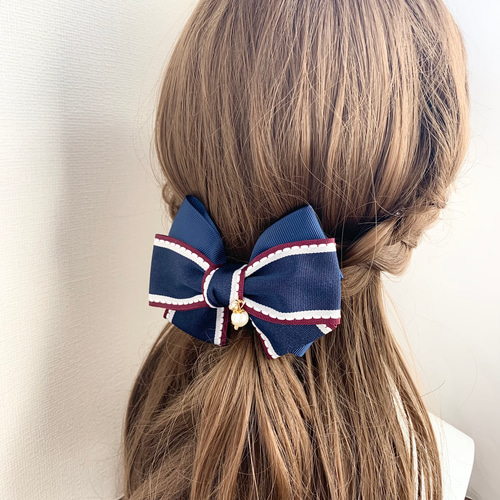 ハンナリボン ピンク ネイビー えんじ 黒 パールチャームフォーマル