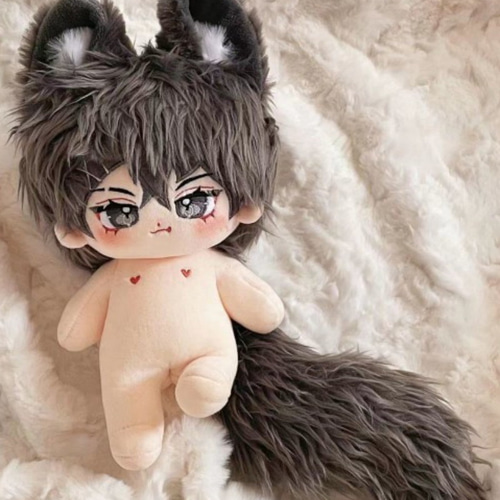 20cmぬいぐるみ 白髪と灰髪の子 かわいい 耳つき しっぽ付き