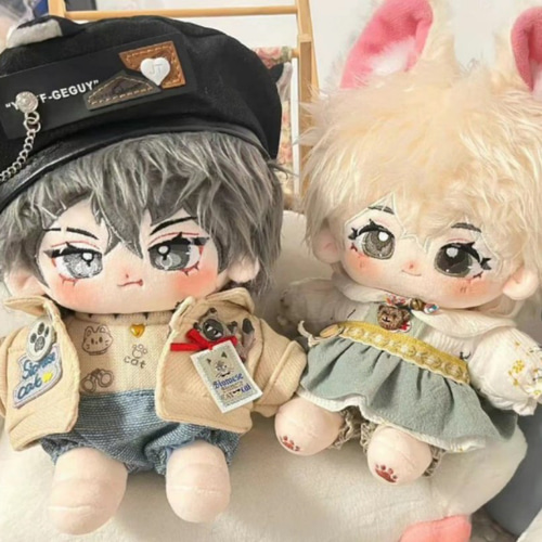 20cmぬいぐるみ 白髪と灰髪の子 かわいい 耳つき しっぽ付き