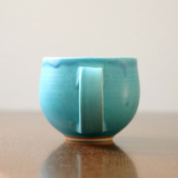 トルコ青マット釉のほっこり丸いマグカップ ＊ ３ 7枚目の画像