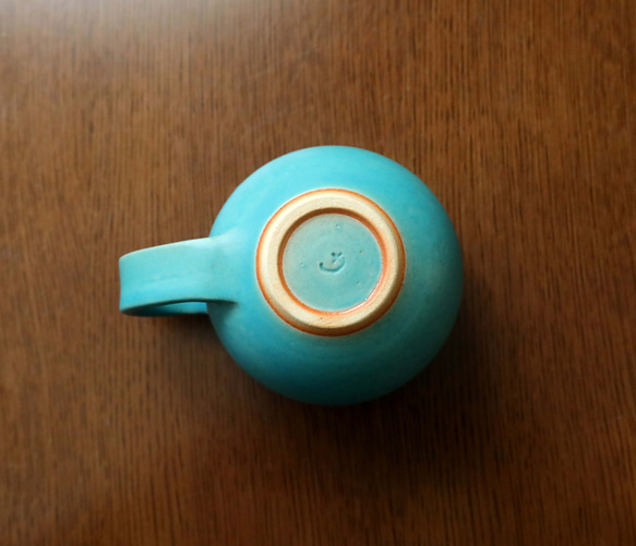 トルコ青マット釉のほっこり丸いマグカップ ＊ ３ 11枚目の画像