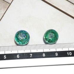 2個 とんぼ玉 二色ビーズ 12mm 穴2mm オリーブ×サファイア ガラスビーズ ガラスパーツ 【A563】 3枚目の画像