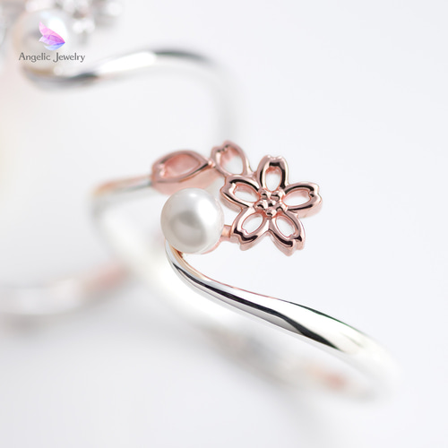 透かし桜とパールのリング 指輪・リング Angelic Jewelry 通販