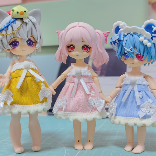 オビツ11 夏風ワンピース 3色 1/12ドール服 ドールウェア gsc