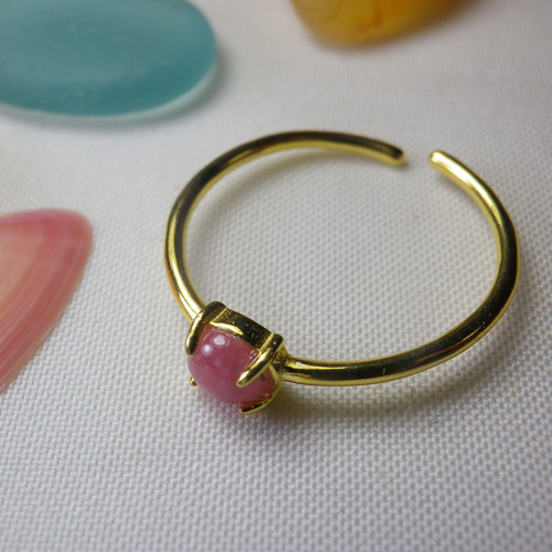 バラ輝石の指輪♪岩手県野田玉川鉱山産 4mm台座 マリンローズ