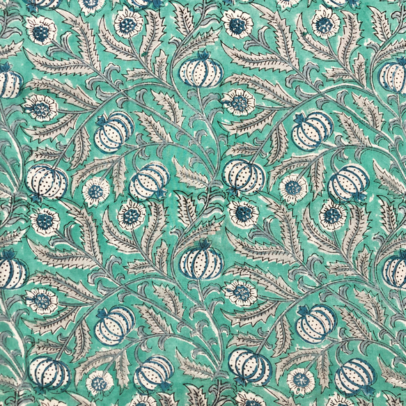 [50 公分增量] 綠堅果印地安手工版畫布料紡織棉 第3張的照片
