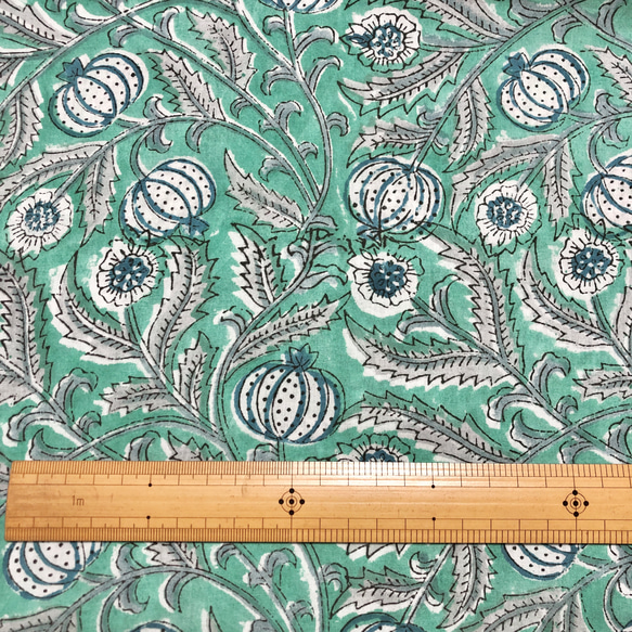 [50 公分增量] 綠堅果印地安手工版畫布料紡織棉 第6張的照片