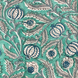 [50 公分增量] 綠堅果印地安手工版畫布料紡織棉 第2張的照片