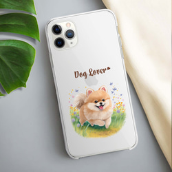 【 自然に囲まれた ポメラニアン 】スマホケース　クリアソフトケース　犬　犬グッズ　プレゼント　アンドロイド対応 3枚目の画像