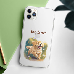 【 自然に囲まれた ゴールデンレトリバー 】 スマホケース　クリアソフトケース　犬　犬グッズ　プレゼント　アンドロイド 2枚目の画像