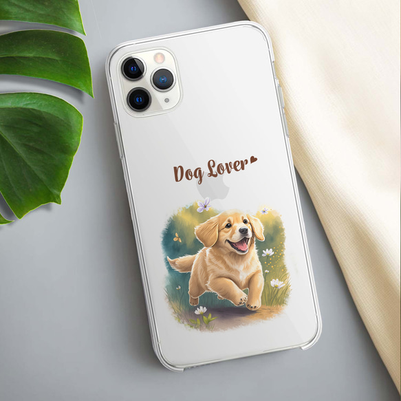 【 自然に囲まれた ゴールデンレトリバー 】 スマホケース　クリアソフトケース　犬　犬グッズ　プレゼント　アンドロイド 3枚目の画像