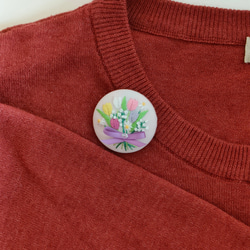 パステルカラーのチューリップ花束刺繍ブローチor刺繍ヘアゴム　春色　入学式 12枚目の画像
