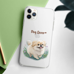 【 自然に囲まれた ペキニーズ 】 スマホケース　クリアソフトケース　犬　犬グッズ　プレゼント　アンドロイド対応 2枚目の画像