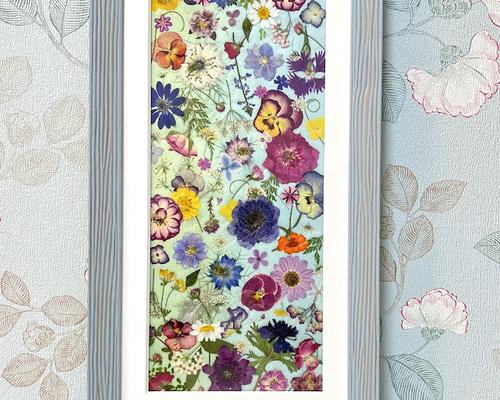 お花いっぱい水色の押し花額02 その他アート 神戸六甲 優花 通販 お花いっぱい水色の押し花額02 その他アート 神戸六甲 優花 通販
