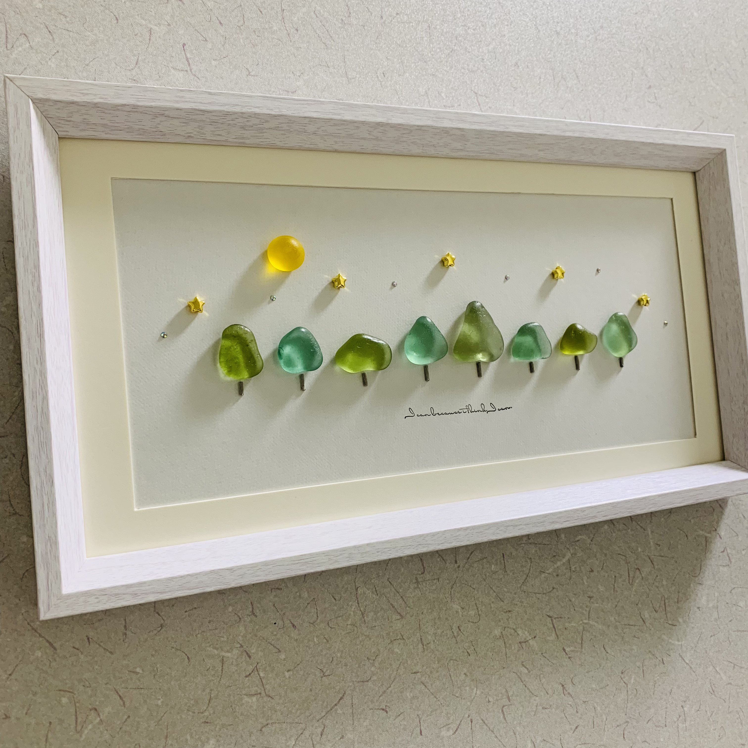 シーグラスアート 海の宝石 北欧 ガラス細工 インテリア雑貨 癒し 星空 満月 キラキラ星に願いを  誕生日プレゼント