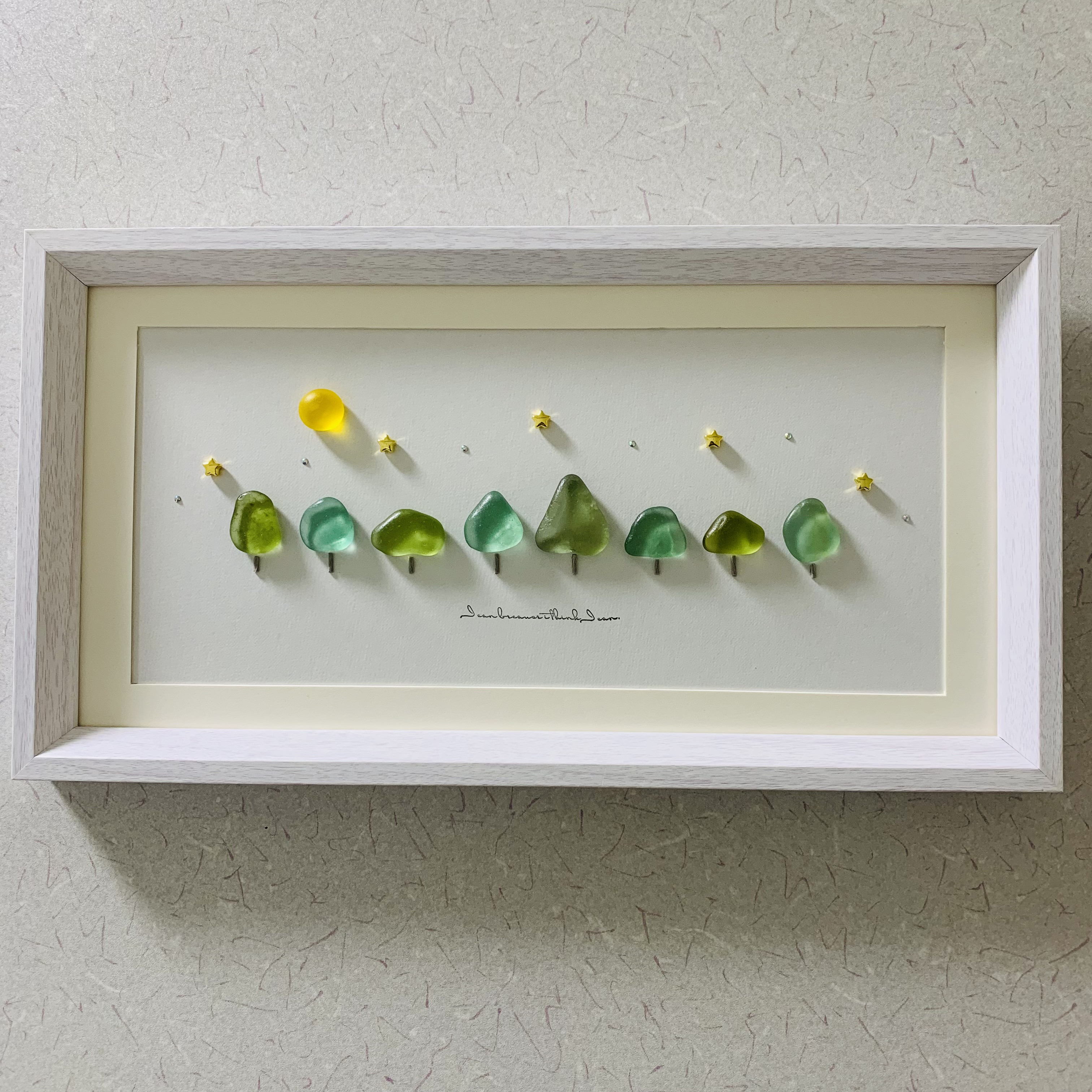 シーグラスアート 海の宝石 北欧 ガラス細工 インテリア雑貨 癒し 星空 満月 キラキラ星に願いを  誕生日プレゼント