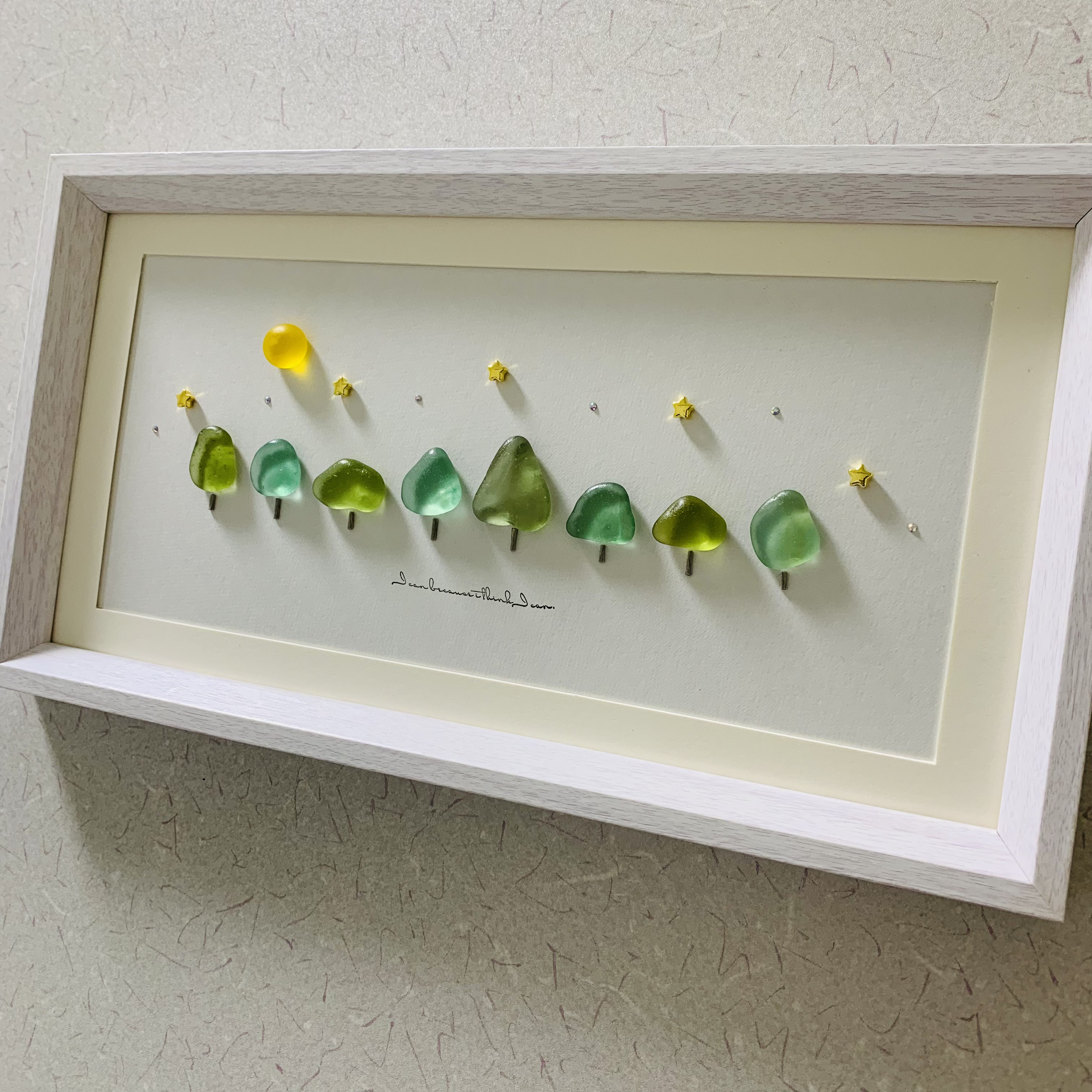 シーグラスアート 海の宝石 北欧 ガラス細工 インテリア雑貨 癒し 星空 満月 キラキラ星に願いを  誕生日プレゼント