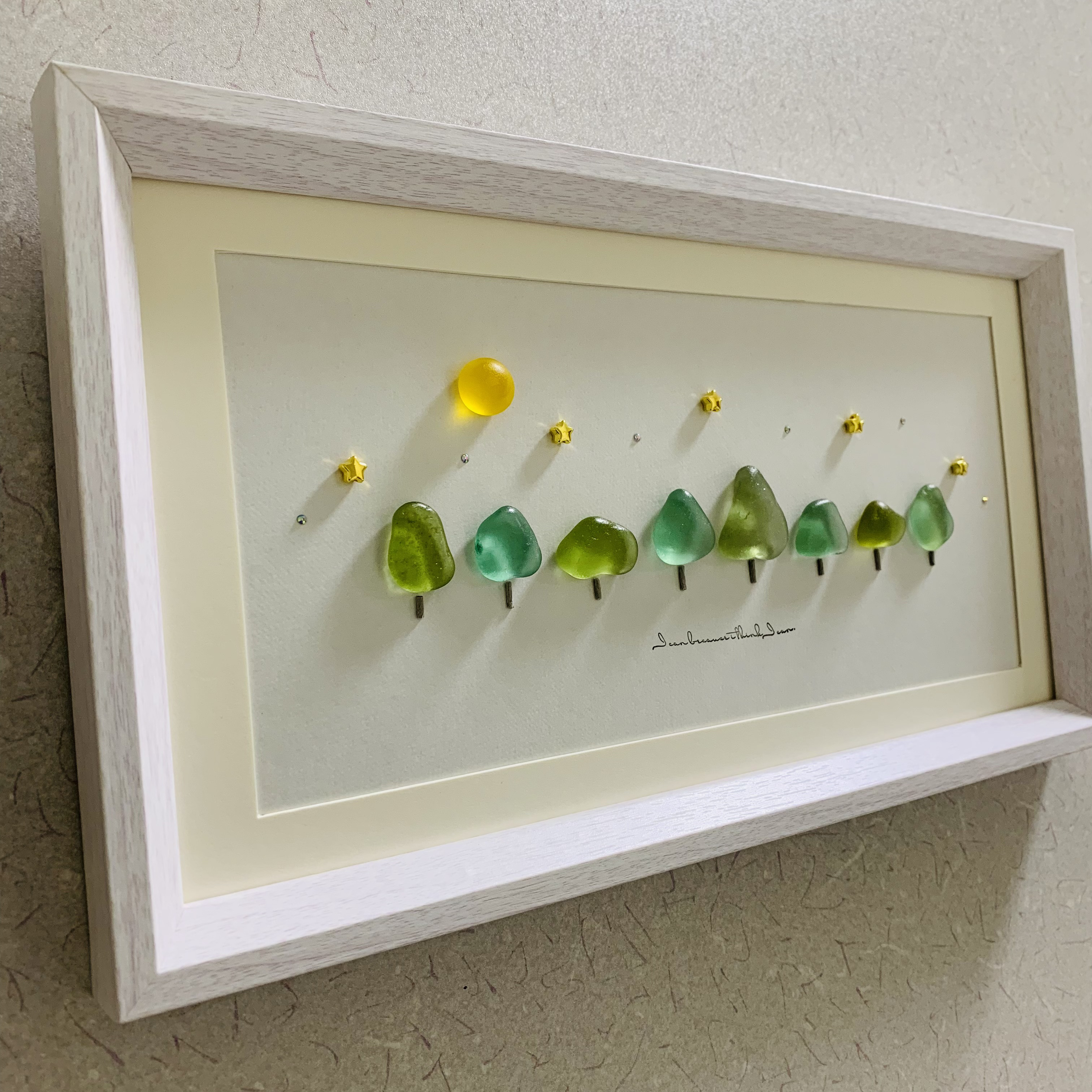 シーグラスアート 海の宝石 北欧 ガラス細工 インテリア雑貨 癒し 星空 満月 キラキラ星に願いを  誕生日プレゼント