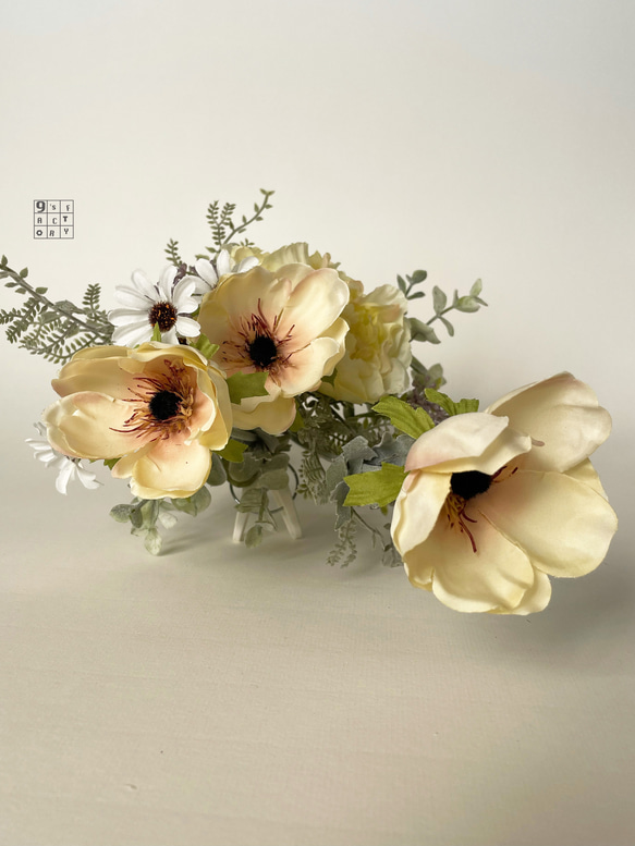 花＊365にち〜ちょこっとブーケ／淡い黄色のバラとアネモネと色々 5枚目の画像
