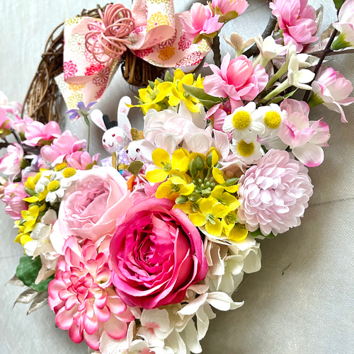 ハートリース　ドライフラワーリース　フラワーリース　バレンタイン　ひな祭り ハートリース ドライフラワーリース フラワーリース