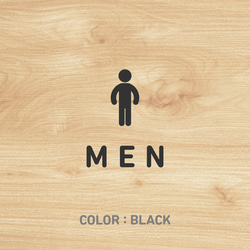 【賃貸でも】MEN ドア サインステッカー│シンプルアイコン│男子トイレ ドア用 2枚目の画像
