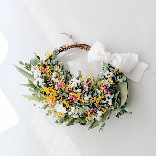 ミモザと春色のハーフリース リース mamemona 通販 15392752