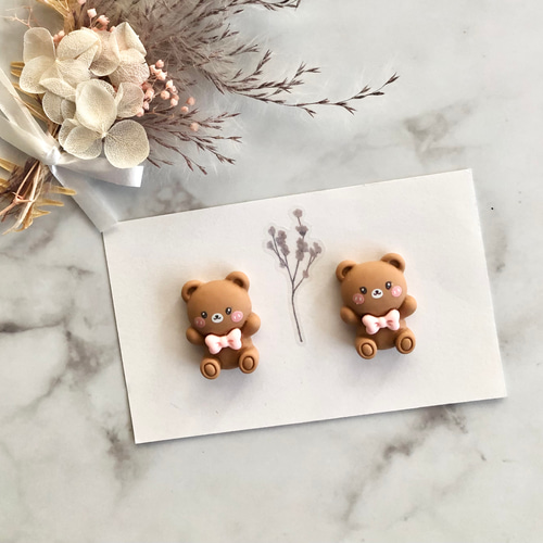 再13レオパードボタンピアスイヤリングヒョウ茶色ブラウンアニマル