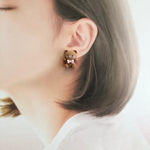 アニマル ゆかいな かわいい 動物 ピアス イヤリング ハンドメイド