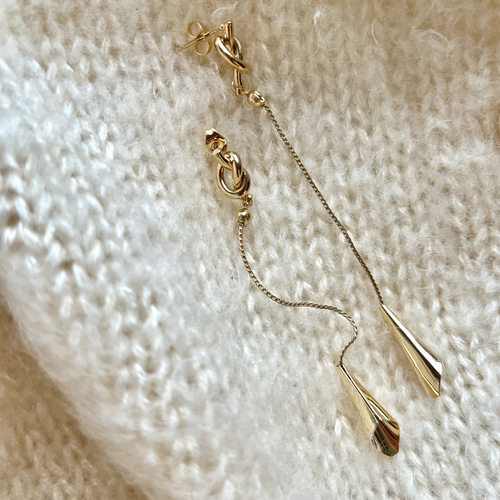 knot drop goldpierce ノット カラー ピアス ゴールド フラワー