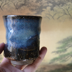 【再入荷！】湯呑み大(コスモブルー) フリーカップ　ギフト　★萩焼 3枚目の画像