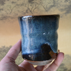 【再入荷！】湯呑み大(コスモブルー) フリーカップ　ギフト　★萩焼 1枚目の画像