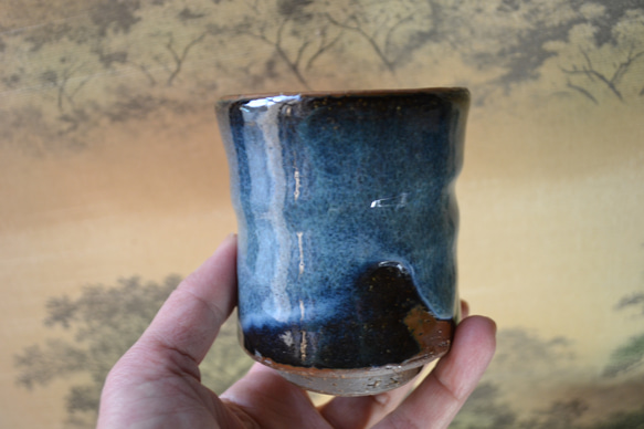 【再入荷！】湯呑み大(コスモブルー) フリーカップ　ギフト　★萩焼 1枚目の画像