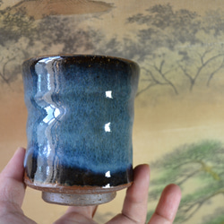 【再入荷！】湯呑み大(コスモブルー) フリーカップ　ギフト　★萩焼 8枚目の画像