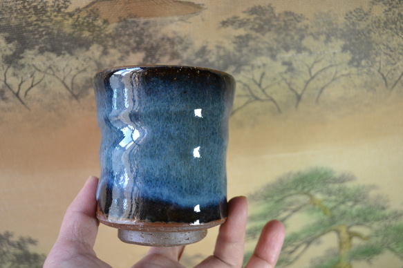 【再入荷！】湯呑み大(コスモブルー) フリーカップ　ギフト　★萩焼 8枚目の画像