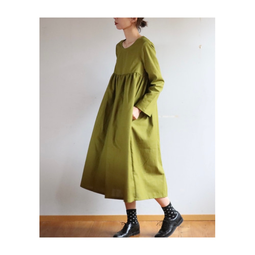 ２着分　前ボタンギャザーワンピース　コットンリネン 2着分 前ボタンギャザーワンピース コットンリネン