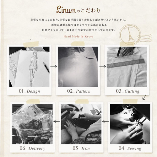 くるみボタンがアクセント！コットンリネン胸元切り替えギャザー