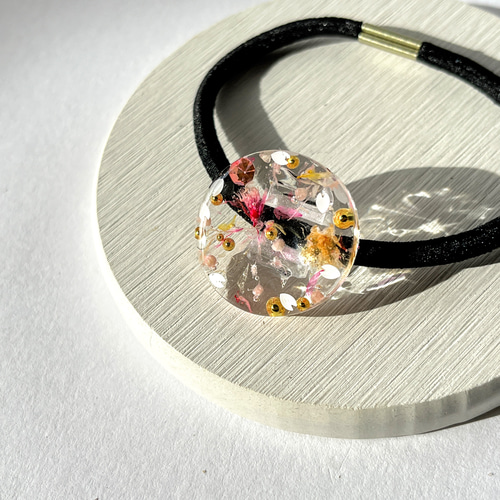 秋の足音 グリーン系ラウンドレジンヘアゴム 秋の足音 グリーン系