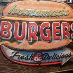 アメリカンダイナー/ ハンバーガー 立体式サインボード/ BURGERS 看板/ #店舗什器 #自立式看板 #キッチンカ 7枚目の画像
