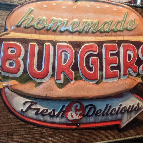 アメリカンダイナー/ ハンバーガー 立体式サインボード/ BURGERS